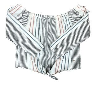Roxy Off The Should Stripe Top w/ Front Tie Size L
